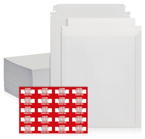 100 Pack Rigid Mailers 9x12 inches – Self Adhesive White Photo Mailers Large– Mailing Supplies for Documents, Photos, CDs, Magazines, and Literature by FLEXTRIBE - Used condition - US$33.22