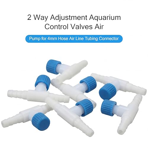 Image of Honoson 30 Pieces Aquarium Air Control Valve T Shaped Air Pump Control Valves Single Way Plastic Flow Regulator for 4 mm Hose Line Tubing Connector(Blue and White)