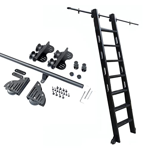 Escalera De Rodadura Biblioteca De Hardware Kit De Stand Up Black Rolling Library Hardware,rodillo deslizante extensible (sin escalera), biblioteca de escalera deslizante de 3.3 pies a 20 pies Juego c