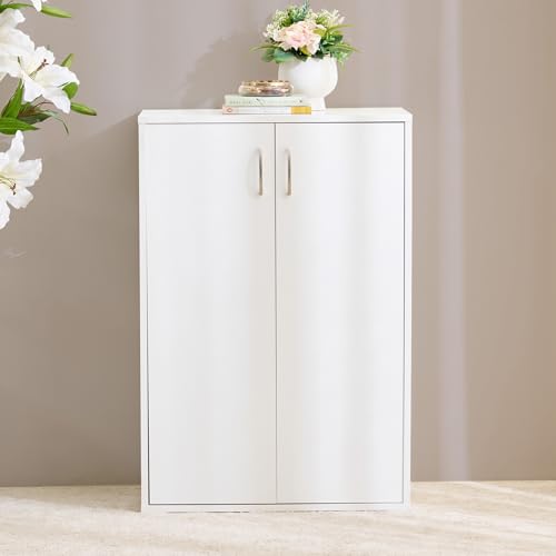 Image of Home Centre Helios Alton Mustang 2-Door Multipurpose Cabinet | Engineered Wood Premium Multipurpose Cabinet | White Colour| 1 Year Warranty