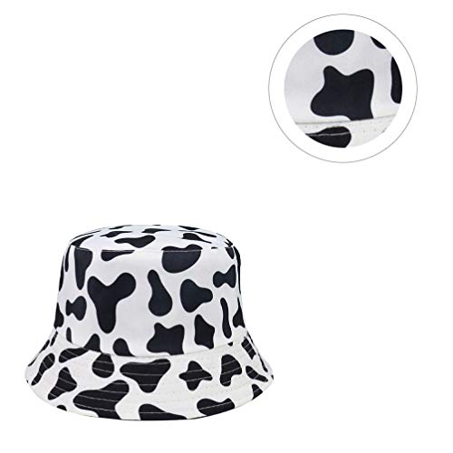 KESYOO Chapéu Balde Feminino Preto Branco e Preto Pescador Chapéu de Proteção Solar de Grão de Vaca