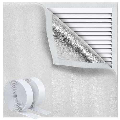 KUAGINZUHE Attic Fan Cover 38x46 with Self-Adhesive Hook & Loop Tape Aluminum Insulation Shutter Cover for Attic Ceiling Fan Vent Weatherproof Attic Vent Cover