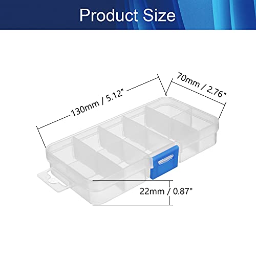 Image of Juvielich 4PCS Clear Plastic Organizer Box, 10 Grids Storage Container Jewelry Box with Adjustable Dividers, for Beads Art DIY Crafts Jewelry Fishing Tackles 5.12 inchx 2.76 inchx0.87 inch(LxWxH)