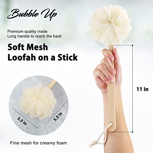 D Loofah On A Stick, Exfoliating Lufa Back Scrubber For Shower, Shower Sponge With Long Handle, Handheld Bath Body Brush For Men And Women, Beige #TOP1