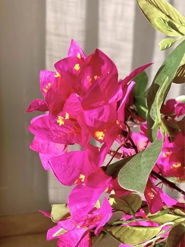 Image of Artificial Bougainvillea Flowers Plants with Pot for Interior Decor /Home Decor /Office Decor (3 Feet, Pink)