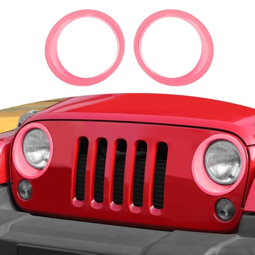 RT-TCZ for Wrangler JK Headlight Cover Trim Bezels for Jeep Wrangler JK JKU 2007-2017 Pink Exterior Accessories 2pcs by RT-TCZ - Image 8
