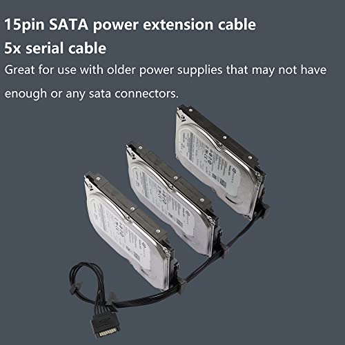 Gelrhonr 15Pin Sata Male To 5 X 15 Pin Sata Female Hard Drive Power Right Angle Splitter Adapter Cable Extension Cable For Hard Disk 50Cm #TOP4