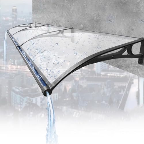 Gebogene Außenmarkise, Terrassen-/Verandamarkise, Regendach, Überdachungen, Haustürvordach mit Polycarbonatplatte und Aluminiumrahmen, Vorder-/Hintertürabdeckung, 60–120 cm Breite (120 x 250