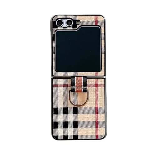 Dingyanl For Samsung Galaxy Z Flip 5 Case With Ring,Classic Pu Leather Slim And Thin Protective Cover Case cover