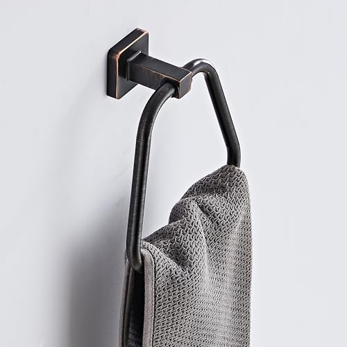 Oil Rubbed Bronze Towel Ring for Bathroom 2 Pack, Kitchen Bath Towel Holder Hangers Wall Mount Heavy Duty Stainless Steel by bluebyrne - Used condition - Image 8