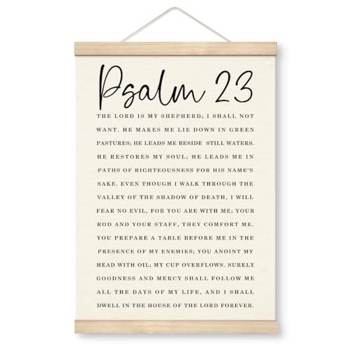 Christian Canvas Poster, The Lord is My Shepherd, Psalm 23 Canvas Poster Wood Hanger, Farmhouse Home Decor, Living Room Decor, Bedroom Decor, Church Room Decor, Bible Verse Scripture Canvas Banner