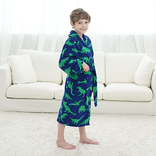 Simplicity Boys Cover Up Kids Printed Bath Cover Up Soft Flannel Housecoat For Dailywear Beachwear, Dinosure, 7-9 Years #TOP1