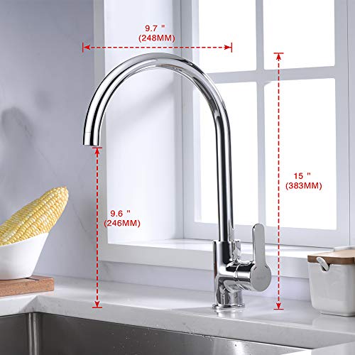 Ibergrif Einhebel Küchenarmatur, Hoch Wasserhahn für Bad mit Auslauf Höhe 271 mm, Chrom-M14022 – Ansicht 2