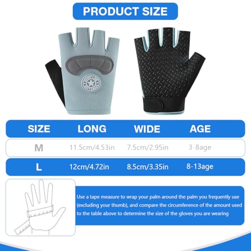 Image of PROBEROS Kids Riding Gloves for 8-13 Years, Anti-Slip Adjustable Palm Vibration Reduction Breathable Moisture-Wicking Design Sport Gloves, Fashion Cycling Gloves for Riding, All Outdoor Sport, Size-L