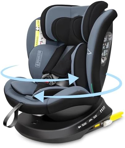 Reecle I-Size Silla de Coche Giratoria 360 con ISOFIX, 40-150cm (0~36kg), Ap...