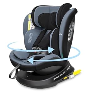 Reecle 360 Drehbar i-Size Kindersitz mit ISOFIX 40-150 cm (0-36 kg) Reboarder, ab Geburt -12 Jahre, ECE R129 (i-Size, Schwarz)