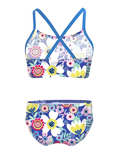 Image of Hularka Kids Girls Two-Piece Swimsuit Tankini Set Swimwear Floral Printed Crop Top with Bottoms Beach Wear