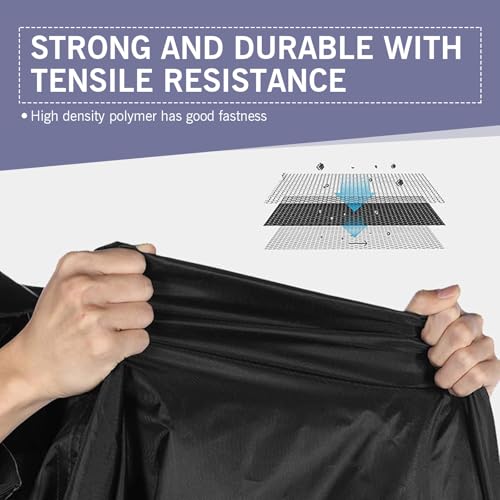 DYEKNEE Pack-1 Motorcycle Cover, 96.5\" x 49.2\" Waterproof Dustproof Outdoor Protector with Anti-Theft Lock-Holes, Perfect Coverage Foldable Cover with Storage Bag, Universal for Motorcycles (Black)