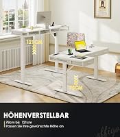 OffiGo Eckschreibtisch Höhenverstellbar mit 4 Schublade, 140 x 80cm, Weiß – Ansicht 8
