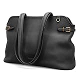 befen Black Soft Genuine Leather Medium Tote Bag for Women Designer Totes Purse Handbags with Top Handles Satchel Purses for Everyday & Travel