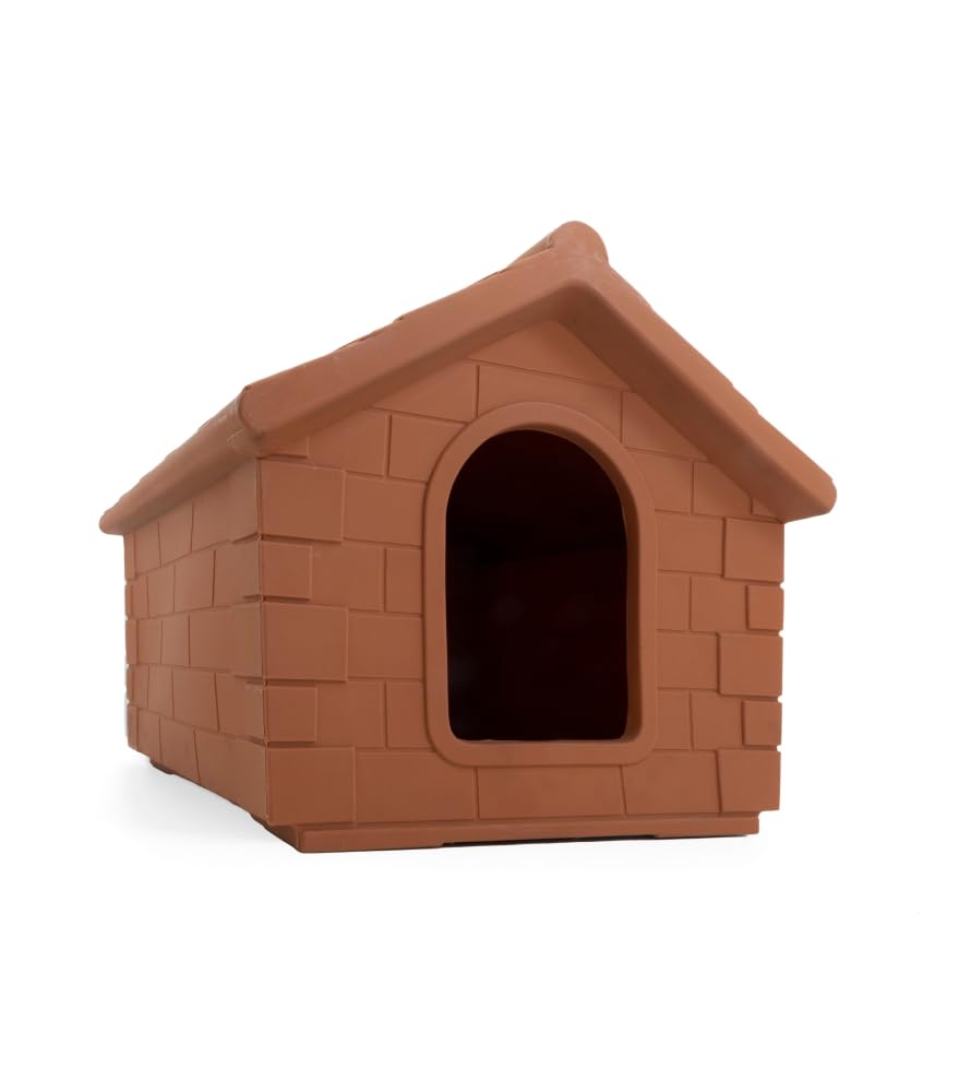 Caseta para Perros de plástico Resistente - Fabricada en Italia (s, m, l, XL) (Color Terracota, M (68x74x62H cm))