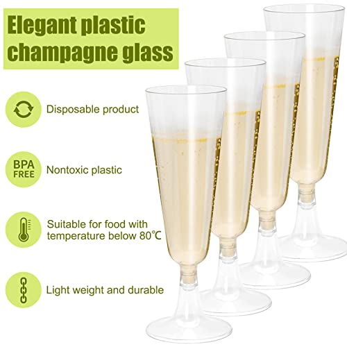 BLLREMIPSUR 20Pcs Plastic Champagne Flutes Clear Champagne Glasses Flutes Reusable Stemmed Champagne Glasses Party Wine Cups for Party Wedding Garden Barbecue - Image 2