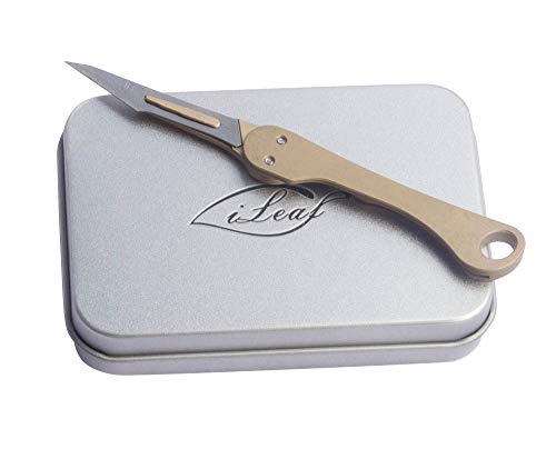 Ileaf Brass Daily Mini Pocket Folding Utility Knife With Key Ring And 10 Replaceable Quick Change Blades, Ultra Compact And Lightweight #TOP1