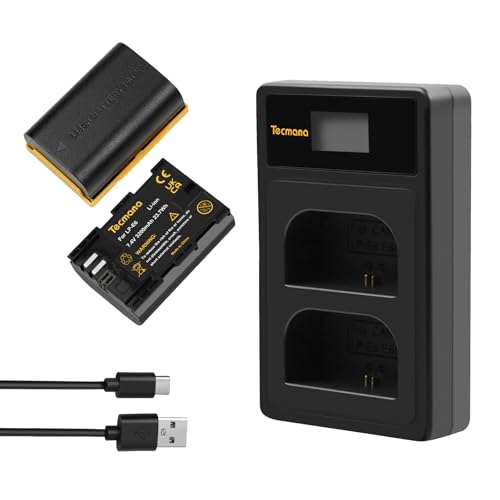 Tecmana Batteria di ricambio LP-E6 con caricatore per Canon EOS