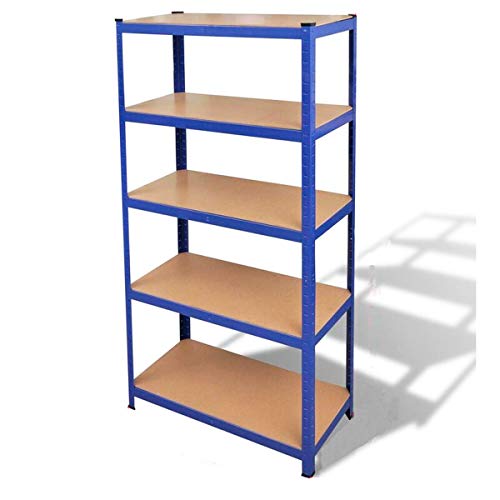Schwerlastregal Lagerregal Metall, 170 x 75 x 30cm Steckregal mit 5 Regalböden, Höhenverstellbaren Regal - bis 875 kg belastbar, Kellerregal Reifenregal Regalsysteme Werkstattregal, Blau