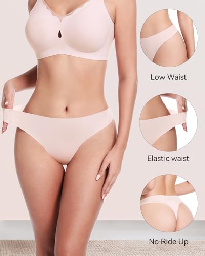 LUCKMEEY Seamless Thongs for Women No Show Thong Panties for Women No Line G-String Thongs Sexy Shapewear Underwear Pack3