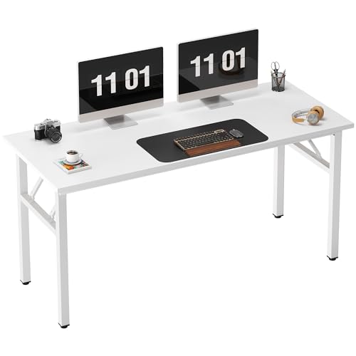 Image of Need 55 inches Computer Desk Office Desk Folding Table with BIFMA Certification Computer Table Workstation,White AC5DW-140
