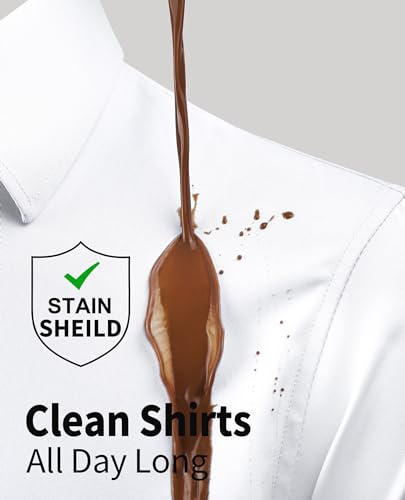 DEMEANOR Stain Sheild Dress Shirts for Men Dress Shirts Slim Fit Button Down Long Sleeve Dress Shirt Formal Business2