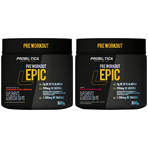 2x Pré Treino Epic - 300g - Dois Sabores - Probiótica