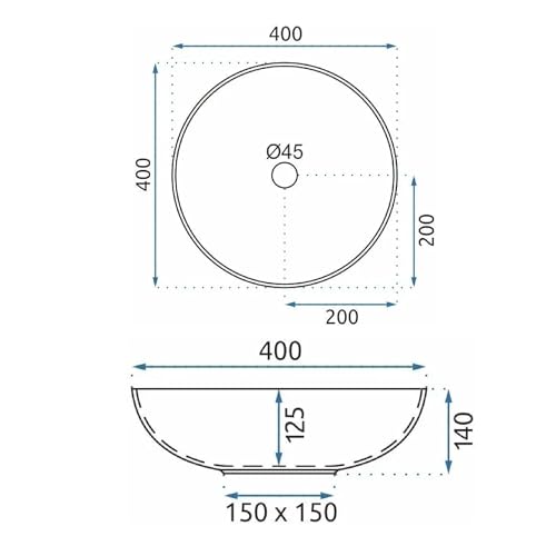 Rea Lavabo Da Appoggio Mandala Lavandino Bagno 400 X 400 X 140 Mm In Ceramica (Motivo) - 5