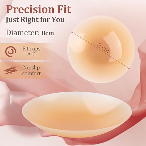 Nipple Cover with Case- Reusable, Waterproof, Adhesive, Silicone Pasties- Seamless Bra Cups, Fits A-C Cups4