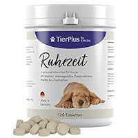 TierPlus Ruhezeit Tabletten für Hunde, Relax Tabs mit Baldrian, Ashwagandha, Hanföl, Hopfen, L-Tryptophan & Passionsblume, 120 Tabletten, Hochdosiert & mit Soforteffekt