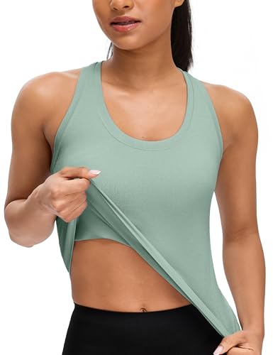 Nyvalle Seamless Workout Tank Tops for Women - Athletic Running Gym Sleeveless Shirts Crewneck Racerback Breathable Green - image 1