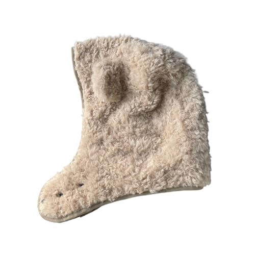 GRABAGECAN Cartoon Bear Hooded Hat Skiing Photo Props New Year Thick Reversible Hat Double-Sided Bear Hat for Winter Khaki