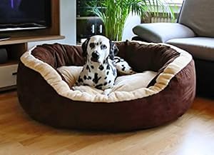 Hiputee Luxurious and Durable Polyester Filled Soft Dual Colour Dog/Cat Bed (Small, Brown) 65x65x20 cms