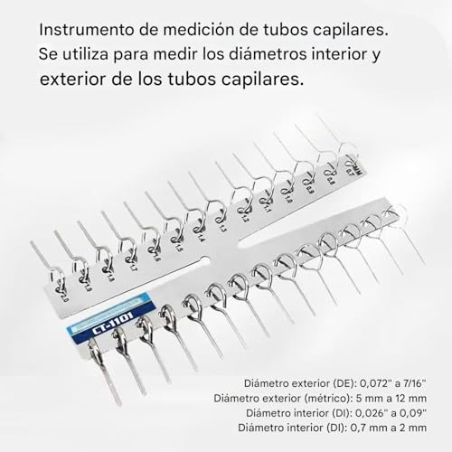 Herramienta de medición de tuberías con doble escala métrica e imperial 6