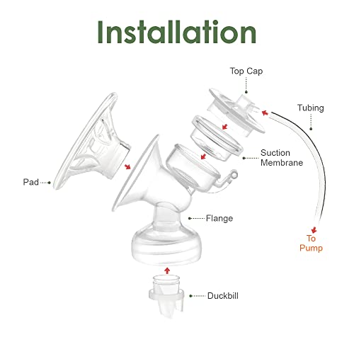 Maymom części do laktatora kompatybilny z Philips Avent Comfort SCF332/334, jednostronny zestaw; zawiera lejek, zawór, przewód, wkładkę masującą, membranę ssącą i pokrywkę; nieoryginalne części Avent