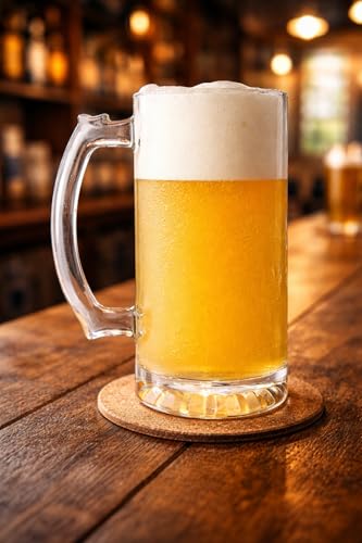 Image of PrimeWorld 500 ml Classic Simple Chic Beer Set of 2 Pcs Strong Glass Mug with Handle, Steins, Freezable Beer Glasses,Everyday Drinking Glasses, Cocktail Glasses Clear