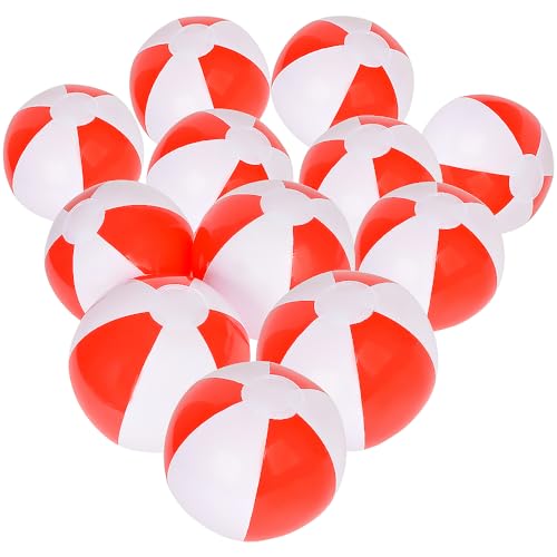 Rhode Island Novelty 12 Red & White Beach Ball (12 Piece Per Order)
