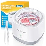 Exluvon Ultrasonic Retainer Cleaner, Portable Ultrasonic Cleaner, 45kHz Dental Retainer Cleaner Machine for Dentures, Aligner, Whitening Trays and Jewelry (Grey White)