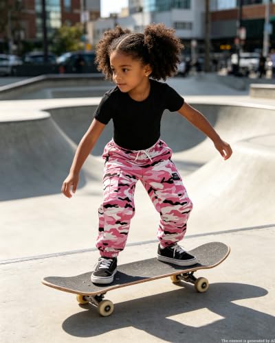 Image of Betusline Girls Fall Winter Clothing Sets, Long Sleeve Crop Top & Cargo Jogger Pants 2 Piece Outfit Sets,4T-14Y