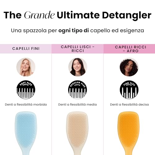 Tangle Teezer Spazzola Grande Ultimate Detangler Per Ricci Naturali - Per Ricci Definiti E Afro 3C-4C Meno Crespi - Spazzola Districante A Doppie Setole - Giallo Narciso - 8