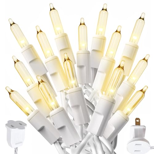 PREXTEX 100-Count Ultra Bright Christmas Lights - 20 ft Clear StringLights on White Wire - Incandescent Xmas TreeLights for Indoor and Outdoor Decorations