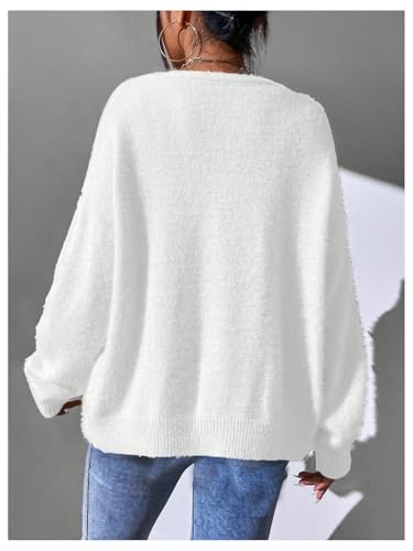 Image of SHENHE Women's Cardigan Sweater Fuzzy Button Down Long Sleeve Open Front Drop Shoulder Cardigan Outwear