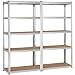 Topeakmart 5 Tier Storage Rack Heavy Duty Adjustable Garage Shelf Steel Shelving Unit,71in Height, 2 Bay Garage Shelf