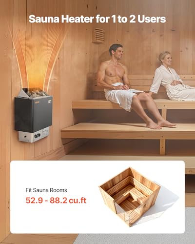 Image of VEVOR Sauna Heater, 2KW AC 120V Electric Sauna Stove, Dry Steam Bath Saunas Stove with Pre-Drilled Bracket, Fit 52.9 to 88.2 CU.FT Saunas Rooms, Steam Bath Stoves for Home, Commercial, Leisure Venues